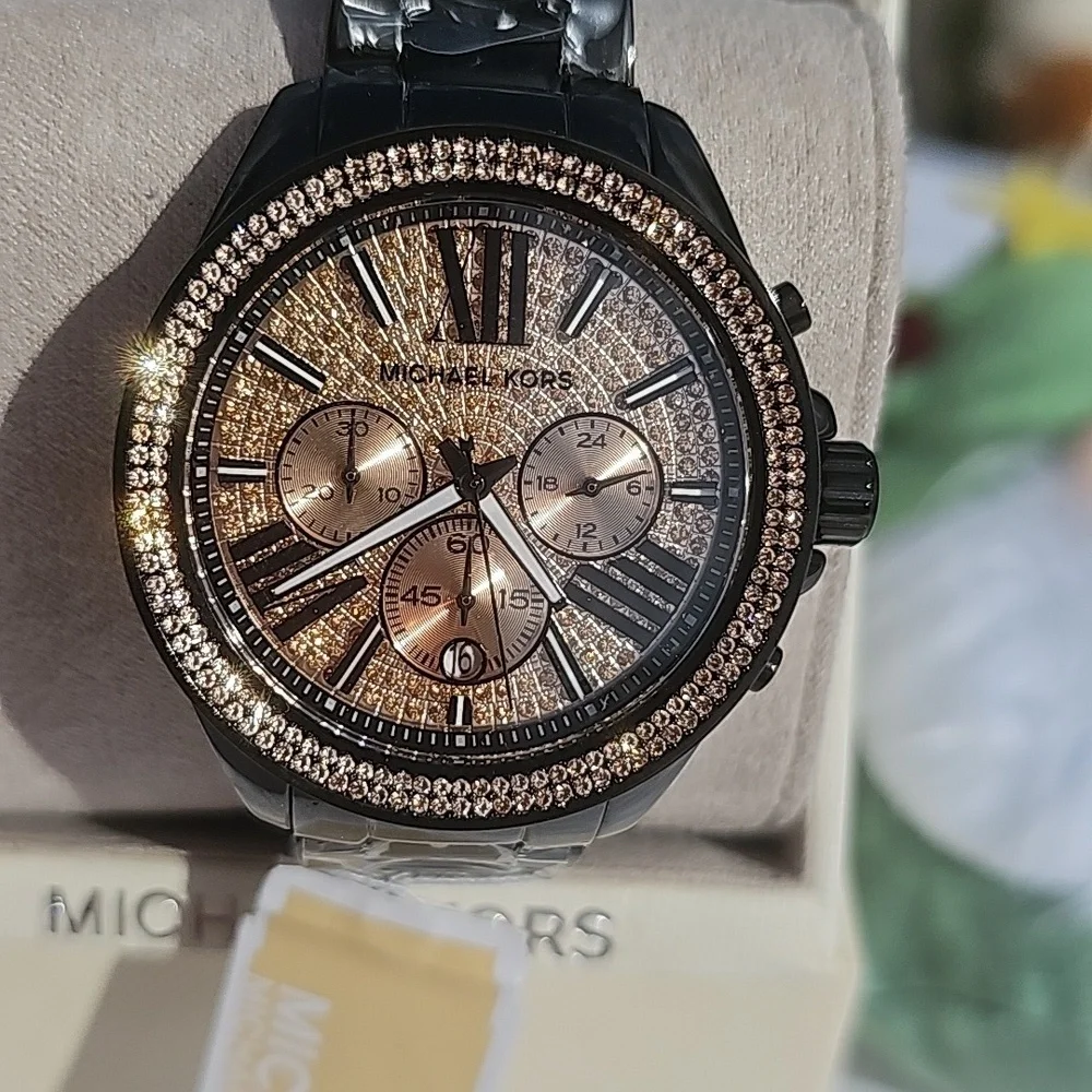 NWT BLACK n ROSE GOLD 42mm MICHAEL KORS WATCH - Picture 2 of 5